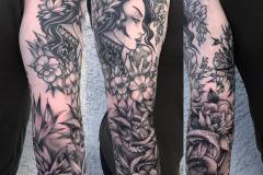 Finished the forearm part of this sleeve.  #athena #goddess #tattoo #sleevetattoo #snakes #snaketattoo #blacktattoo #blackworktattoo #roses #peonies #floraltattoo #langdaleart #philadelphiatattoo #philly #artist #blackandgraytattoo